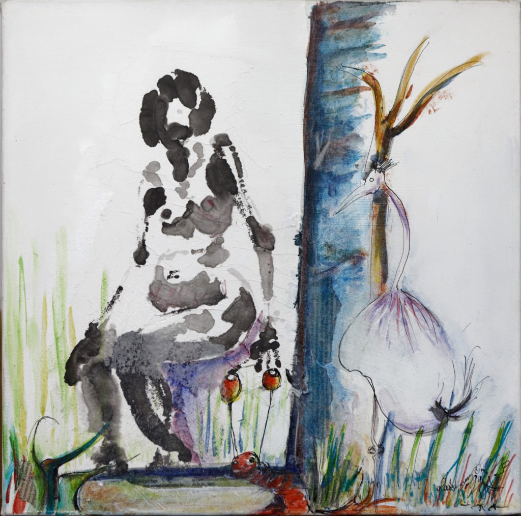 Corinne Glass Drôles D'amis, Rencontre 40 X 40 Cm