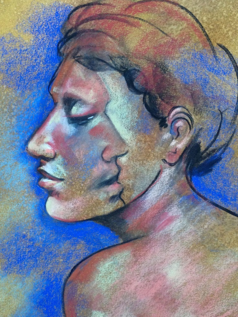 Cielos Célestes Pastel Sur Papier 65x50cm