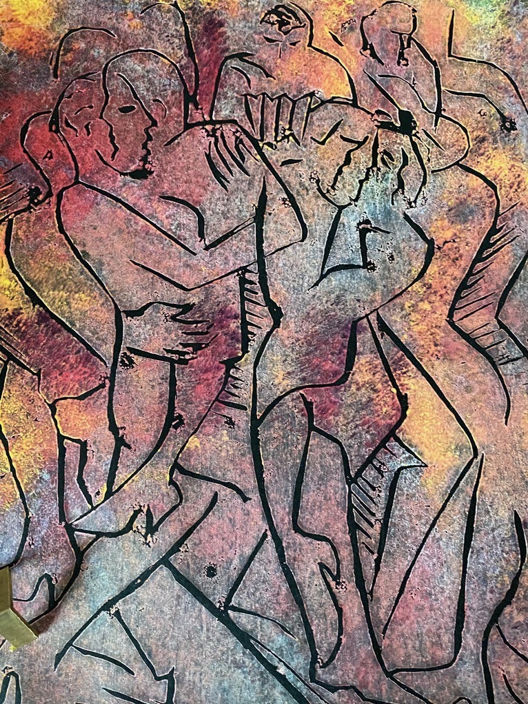 Le Bal Gravure Sur Bois Monotype( Retouché Au Pastel) 22x30cm