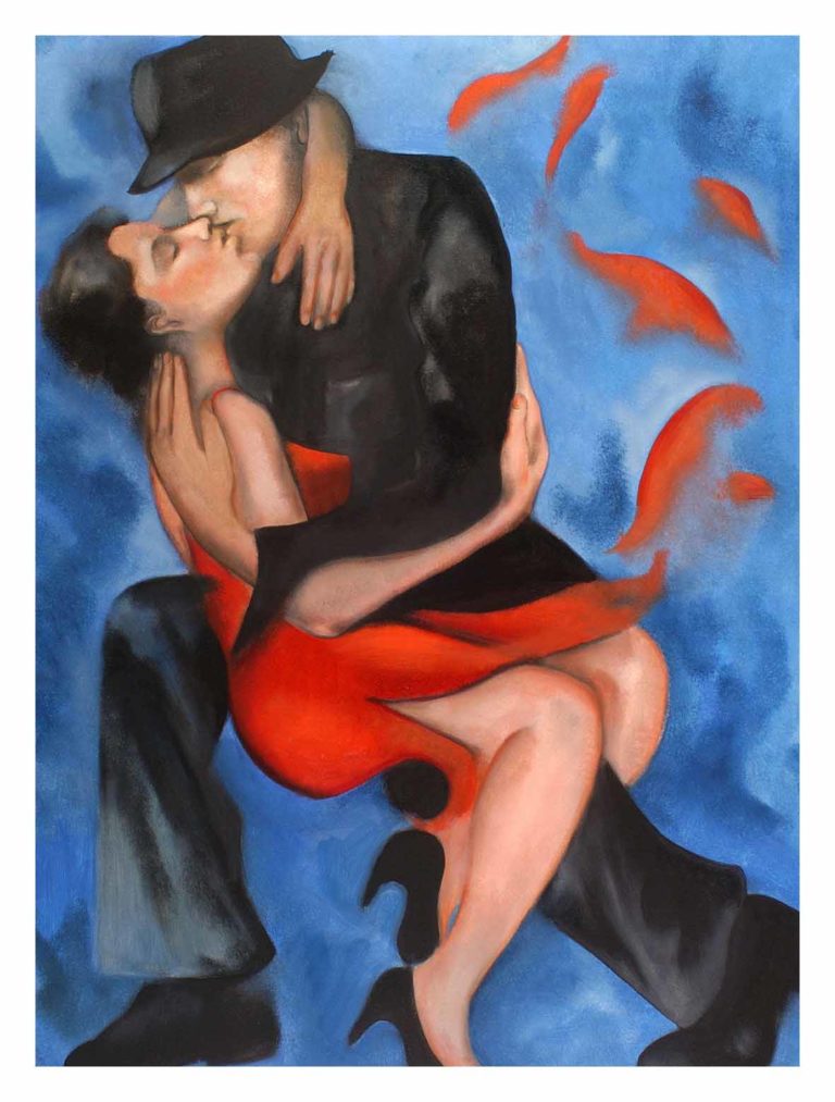 Milonga De Noche Azul 92x130 Huile Sur Toile