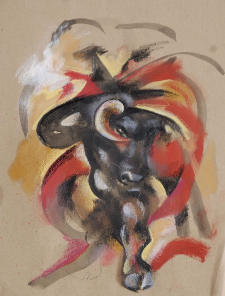 Rouge Et Noir Encre Pastel 30x20cm